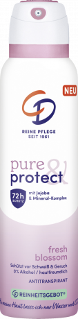 CD Pure & Protect Spray Fresh Blossom 150 ml, Антиперспирант-спрей без спирта с цветочным ароматом, защита от пота и запаха до 72 часов, 150 мл