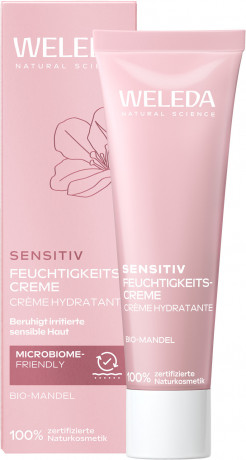 WELEDA Sensitiv Feuchtigkeitscreme Bio-Mandel, 30 ml, Питательный увлажняющий крем с органическим миндальным маслом для чувствительной и сухой кожи, 30 мл