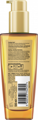 L'Oreal Paris Elvital Oel-Kur Haaroel Trockenes Haar, 100 ml, Масло с марулой и камелией для сухих волос, питание, шелковистый блеск и лёгкое расчёсывание, 100 мл