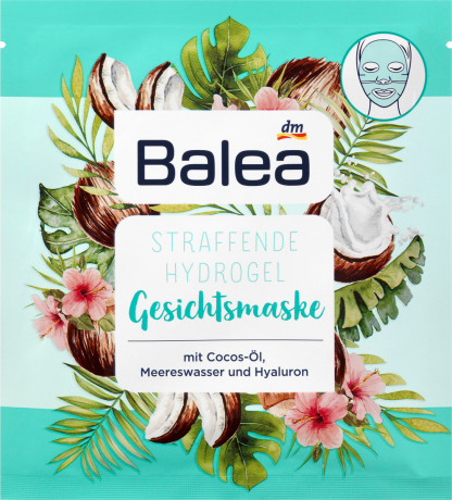 Balea Maske Cocos Hydrogel Балеа Маска гидрогелевая c кокосовым маслом, морской водой и гиалуроном для интенсивного увлажнения, 1 шт.