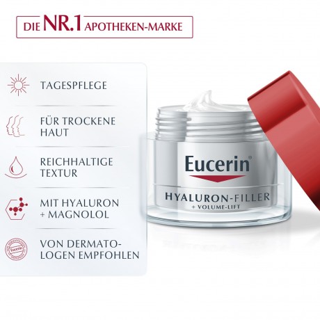Eucerin Hyaluron-Filler + Volume-Lift Tagespflege fur trockene Haut  Дневной уход Hyaluron-Filler + Volume-Lift для сухой кожи