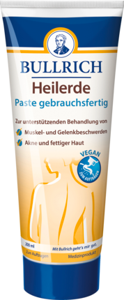 Bullrich Лечебная глина в тюбике, для заживления мыщц и суставов, пятен акне и жарной кожи, 200 мл
