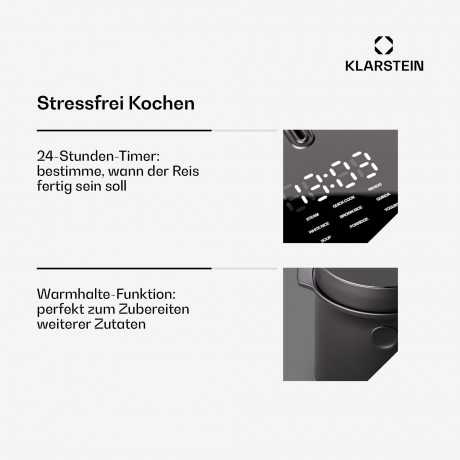 Klarstein Klarstein Reiskocher Kenbu, 350 W, mit dampfgarer Elektrisch Multifunktions Kocher Schwraz Rot Рисоварка Klarstein Kenbu, 350 Вт, с электрической многофункциональной плитой-пароваркой Черный