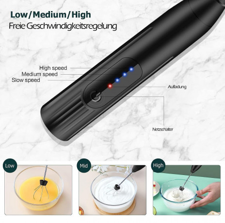zggzerg zggzerg Akku-Stabmixer zggzerg Milchaufschaumer Elektrisch Stab  Беспроводной ручной блендер zggzerg Электрический вспениватель молока zggzerg