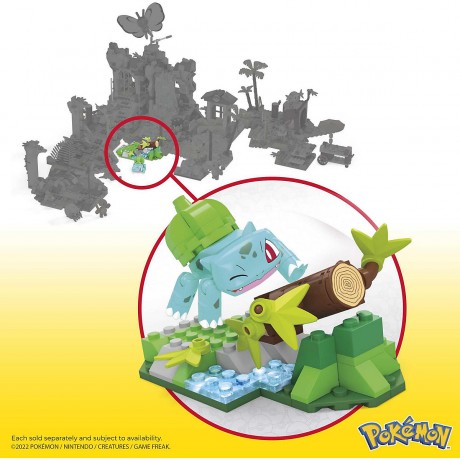 Mattel MEGA Pokemon Bisasams Waldabenteuer mit 82 Teilen zum Verbinden mit anderen Welten Лесное приключение MEGA Pokemon Bulbasaur с 82 частями для подключения к другим мирам