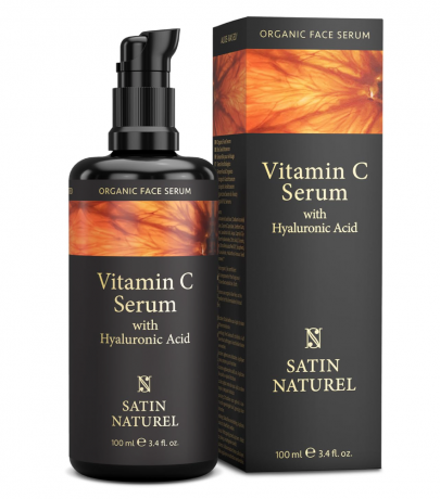 Satin Naturel Vitamin C Serum with Hyaluronic 100 ml, Сыворотка для лица с витамином С (Германия), 100мл, высокодозированная с гиалуроновой кислотой, осветление и сияние