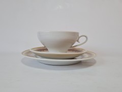 Чайное трио винтажное Weisswasser с коричневым орнаментом и позолотой, Германия, 1960-70гг.