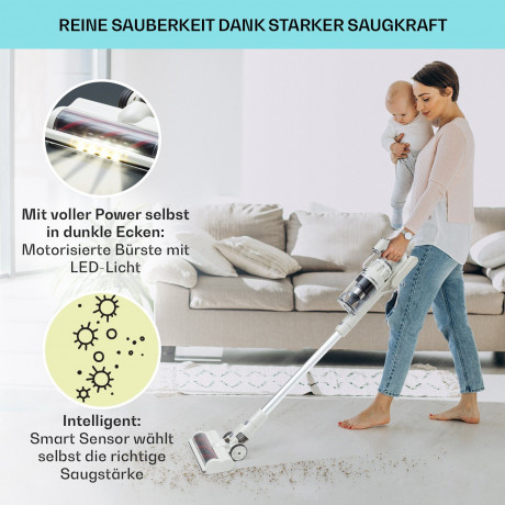 Klarstein Klarstein Akku-Hand-und Stielstaubsauger larma, 300 W, beutellos, Alles beisammen: praktische Wandaufhangung fur Sauger und Zubehor Беспроводной ручной пылесос Klarstein Larma, 300 Вт, без мешка, все вместе: практичный настенный подвес для пыле