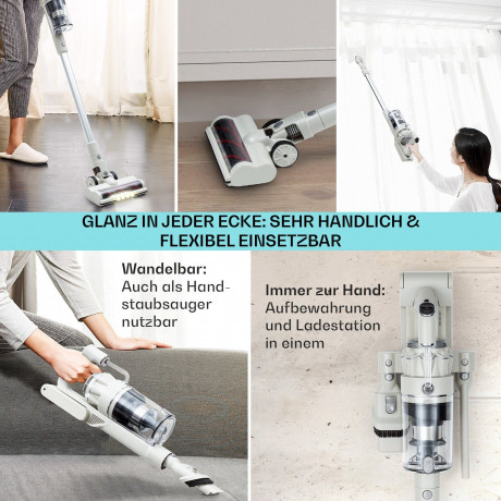 Klarstein Klarstein Akku-Hand-und Stielstaubsauger larma, 300 W, beutellos, Alles beisammen: praktische Wandaufhangung fur Sauger und Zubehor Беспроводной ручной пылесос Klarstein Larma, 300 Вт, без мешка, все вместе: практичный настенный подвес для пыле