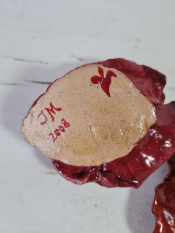 Фигурка винтажная JM, красно-голубая керамика, 2 шт, 9 x 9 x 4,5 см, Германия, 2008г.