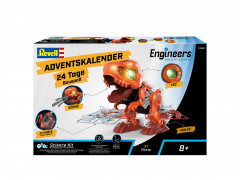 Revell 01060 Adventskalender 2026 Engineers Electric T.Rex, 24 Bauetappen, Revell Engineers Electric T.Rex Адвент-календарь 2026 с моделью электрического тираннозавра, 24 этапа сборки