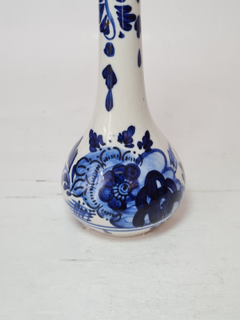 Ваза винтажная Delft Blue, синий цветочный декор, фарфор, 15.5 см, Нидерланды, 1960-70гг.