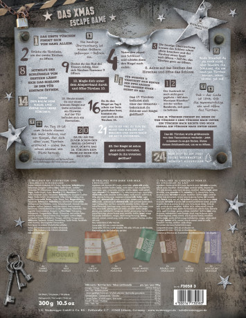 Niederegger Escape Adventskalender 2026 300 g, Niederegger адвент-календарь Escape 2026 с конфетами и ежедневными загадками, 24 окошка, 300 г