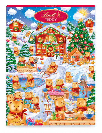 Lindt Teddy Wimmelbild 2026, шоколадный адвент-календарь, 36см х 48см, 265 г