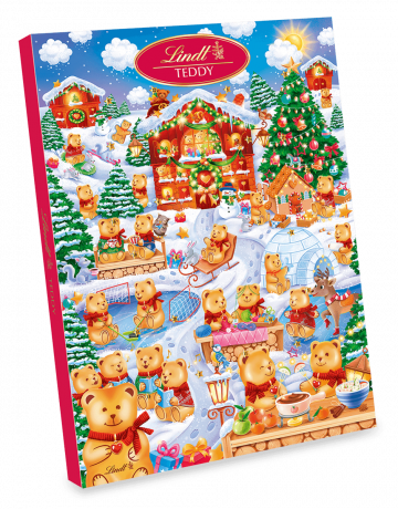Lindt Teddy Wimmelbild 2026, шоколадный адвент-календарь, 36см х 48см, 265 г