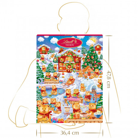 Lindt Teddy Wimmelbild 2026, шоколадный адвент-календарь, 36см х 48см, 265 г