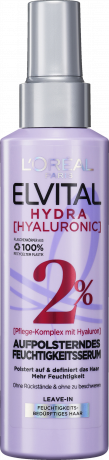 L'Oreal Paris Elvital Leave-In Haarkur Hydra Hyaluron Aufpolsterndes Feuchtigkeitsserum, 150 ml, Несмываемая увлажняющая сыворотка с гиалуроновой кислотой для обезвоженной длины волос, 150 мл