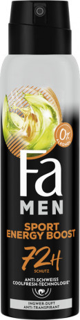 Fa Men Sport Energy Boost Anti-Transpirant 150 ml, Мужской дезодорант-антиперспирант FA Sport Energy Boost с ароматом имбиря и лимона, 150 мл