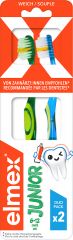 elmex Zahnbuerste Kinder Junior, 6-12 Jahren (Doppelpack), 2 St, Детские мягкие зубные щётки Junior с X-щетиной, 6–12 лет, 2 шт.