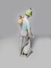 Hollohaza Porcelain Manufactory Бело-голубая фарфоровая статуэтка "Молодой человек с гусем", 22 x 10см, Венгрия, 1949г.