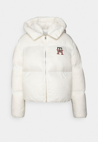 Tommy Hilfiger MONOGRAM BADGE Down jacket ecru ЗНАЧОК С МОНОГРАММОЙ Пуховик экрю