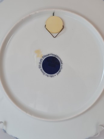 Scherzer Декоративная тарелка с подвесом "Повозка у мельницы" Дельфтский фарфор, Голландия/Германия, 24 см, 1984г