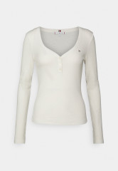 Tommy Hilfiger SLIM HENLEY  Long sleeved top ecru SLIM HENLEY Топ с длинными рукавами экрю