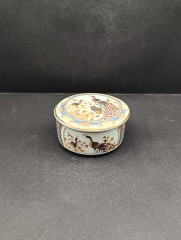 Шкатулка винтажная Tilia &quot;Павлин&quot;, в коричнево-голубых тонах, фарфор, 10 х 5 см, Германия, 1960-70гг.