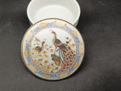 Шкатулка винтажная Tilia &quot;Павлин&quot;, в коричнево-голубых тонах, фарфор, 10 х 5 см, Германия, 1960-70гг.