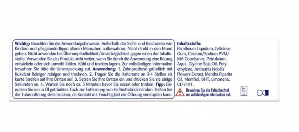 Kukident Haftcreme Med + Kamille 40g,  Крем для фиксации зубных протезов, сильная фиксация до 12 часов, защита десен, с ромашкой и мятой, 40 г