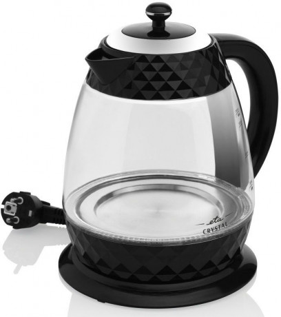 eta eta Wasserkocher Crystal ETA315490000, 1,7 l, 2200 W, in einem edlen Schwarz, aus Glas und mit Beleuchtung чайник ETA Crystal ETA315490000, 1,7 л, 2200 Вт, элегантного черного цвета, из стекла и с подсветкой.