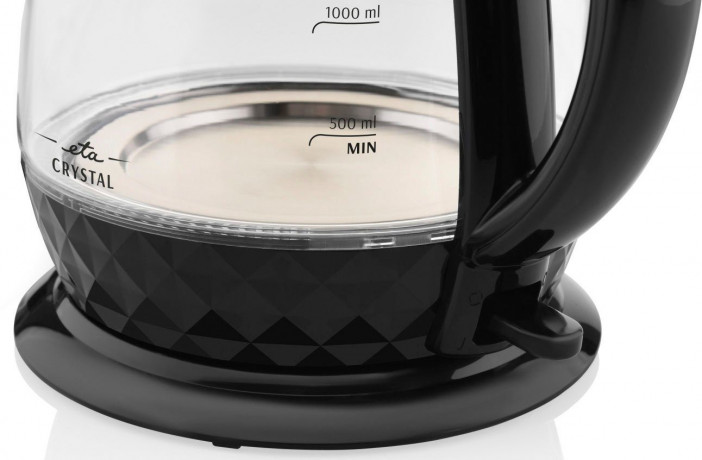 eta eta Wasserkocher Crystal ETA315490000, 1,7 l, 2200 W, in einem edlen Schwarz, aus Glas und mit Beleuchtung чайник ETA Crystal ETA315490000, 1,7 л, 2200 Вт, элегантного черного цвета, из стекла и с подсветкой.