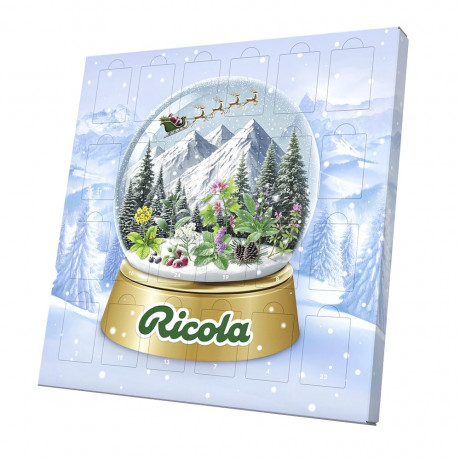 Ricola Advent Calendar Адвент-календарь 2025, 24 коробочки с швейцарскими травяными леденцами, 38 см х 38 см, 360 грамм