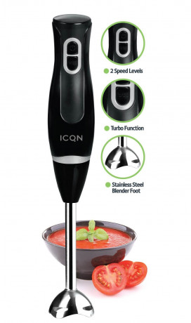 ICQN ICQN Stabmixer 1100 W, Turbofunktion, Hohe Motorleistung, 1100 W, Spulmaschinengeeignet, 2 Geschwindigkeitsstufen, inklusive Messbecher Schwarz 103 Ручной блендер ICQN 1100 Вт, функция турбо, высокая мощность двигателя, 1100 Вт, подходит для намоточн