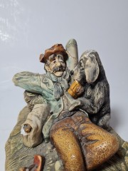 Naturecraft England Винтажная статуэтка ручной работы &quot;Мужчина с собакой&quot;, 18см x 10см, Англия, 1960-70гг.