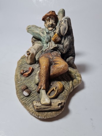 Naturecraft England Винтажная статуэтка ручной работы "Мужчина с собакой", 18см x 10см, Англия, 1960-70гг.
