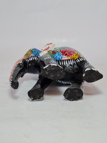 Фигурки декоративные винтажные "Слоны", дерево, ручная работа, 3 штуки х 12 x 13 см, Шри-Ланка, 1970-80гг.