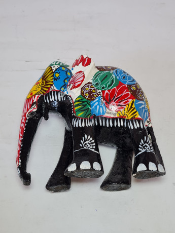 Фигурки декоративные винтажные "Слоны", дерево, ручная работа, 3 штуки х 12 x 13 см, Шри-Ланка, 1970-80гг.