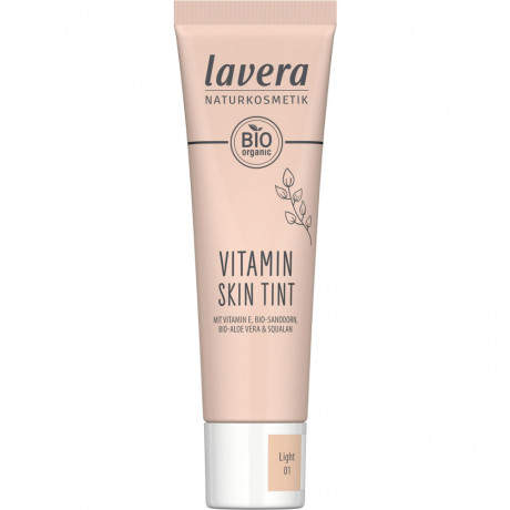 LAVERA Vitamin Skin Tint Light 01, 30 ml, Лавера Тональный флюид с витаминами и лёгким выравниванием тона, оттенок Light 01, био-алоэ вера и био-облепиха, 30 мл