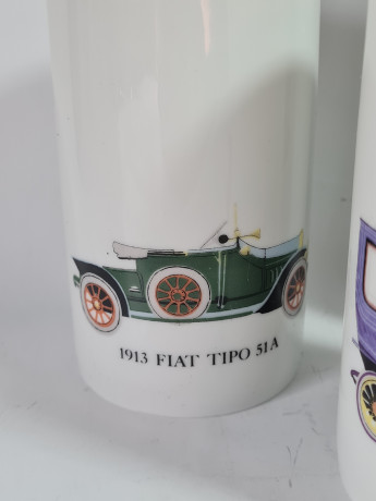 Кувшин со стаканами (5 шт.) Thomas с изображениями ретро автомобилей, фарфор, Германия, 1960-70гг.