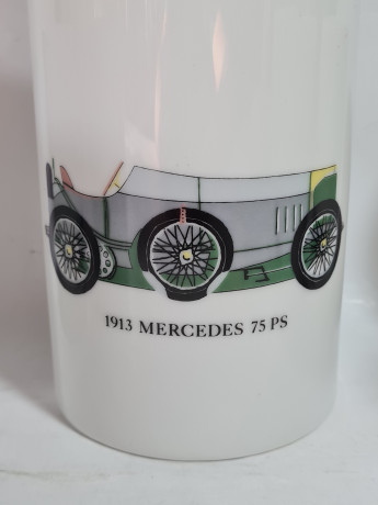 Кувшин со стаканами (5 шт.) Thomas с изображениями ретро автомобилей, фарфор, Германия, 1960-70гг.