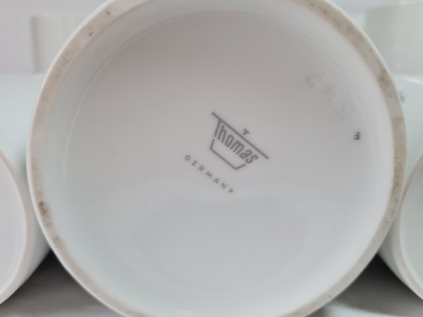 Кувшин со стаканами (5 шт.) Thomas с изображениями ретро автомобилей, фарфор, Германия, 1960-70гг.