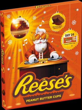 Reese's Peanut Butter Cups Adventskalender 2026 242 g, Reese's адвент-календарь 2026 с шоколадными чашечками и арахисовой пастой, 24 порции, 242 г