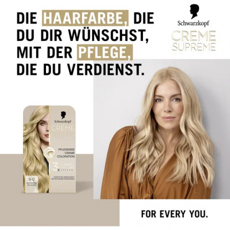 Schwarzkopf Creme Supreme Pflegende Coloration 9-16 Helles Kuehles Blond, 1 St., Schwarzkopf Creme Supreme стойкая крем-краска для волос 9-16 Светлый холодный блонд, 1 шт.