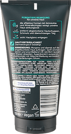 Balea MEN Waschgel Clear up Active Carbon, 150 ml, Очищающий гель Clear Up с активированным углём против блеска, 150 мл