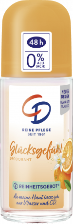 CD Deo Roll-on Gluecksgefuehl 50 ml, Шариковый дезодорант с ароматом апельсинового цвета, защита от запаха до 48 часов, 50 мл