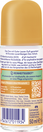 CD Deo Roll-on Gluecksgefuehl 50 ml, Шариковый дезодорант с ароматом апельсинового цвета, защита от запаха до 48 часов, 50 мл