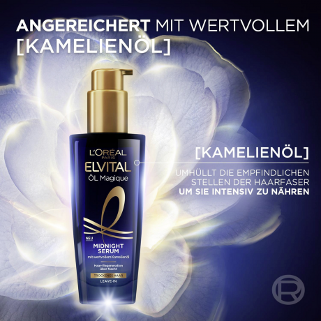 L'Oreal Paris Elvital Oel Magique Midnight Serum, 100 ml, Ночная сыворотка с маслом камелии для восстановления волос во время сна, 100 мл