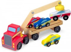 Melissa  Doug Magnetischer Autoverladekran aus Holz mit Fahrzeugen Деревянный магнитный автомобильный кран с транспортными средствами
