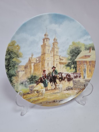 Furstenberg, Коллекционная Тарелка, ограниченный тираж, репродукция картины Герберта Изенберга "В монастыре", 20см, Германия 1989г.